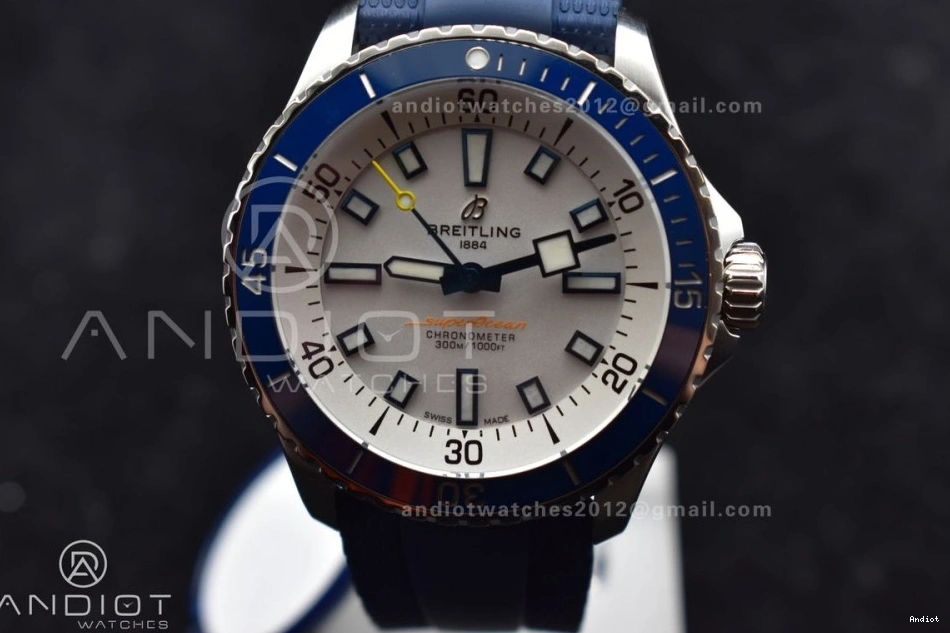 1:1 White Dial A2824 BLSF SS Automatic Strap SuperOcean Edition on 42 Blue Rubber Best 0423